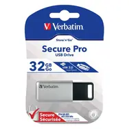 Verbatim Store 'n' Go Secure Pro 32GB strieborná / Flash Disk / USB 3.0 / čítanie: 100MBs / zápis: 35MBs / 256-bit AES