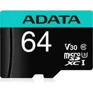 ADATA Micro SDXC 64GB + SD adaptér / V30 / U3 / Class 10 / R: 100MBs / W: 80MBs