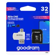 Goodram All-In-One microSDHC 32GB + adaptér / Class 10 / UHS-I / R: 100 MBs / W: 10 MBs