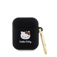 Hello Kitty Liquid Silicone 3D Kitty Head Logo Puzdro pre AirPods 1 &amp; 2 čierna