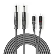 Nedis Stereo Audio kábel 2x jack 6.35 mm (M) - 2x RCA (M) 1.50 m tmavo šedá