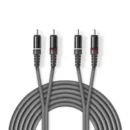 Nedis Stereo Audio kábel 2x RCA (M) - 2x RCA (M) 1.50 m tmavo šedá