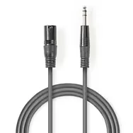 Nedis Vyvážený Audio kábel XLR 3pinový (M) - jack 6.35 mm (M) 1.50 m tmavo šedá