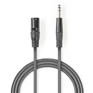 Nedis Vyvážený Audio kábel XLR 3pinový (M) - jack 6.35 mm (M) 5.00 m tmavo šedá 