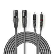 Nedis Vyvážený Audio kábel 2x XLR 3pinový (M) - 2x RCA (M) 3.00 m tmavo šedá