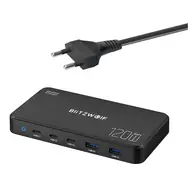 Rozbalené - BlitzWolf Sieťová nabíjacia stanica 5v1 čierna / 120W / 2xUSB-A / 3xUSB-C / rozbalené