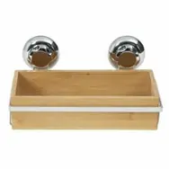 Compactor Bestlock SPA Bamboo chróm / Bambusová polička na kúpeľňové doplnky na stenu s prísavkou