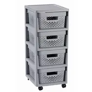 Curver INFINITY Dots Regál so zásuvkami 4x11l svetlo-sivá