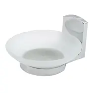 Spirella TAKU nástenný držiak s mydlenkou matná biela / sklo / lesklá chrómovaná oceľ