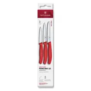 VICTORINOX Swiss Classic Kuchynský nôž 3 ks set červená / rovné a vrúbkované ostrie