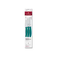 VICTORINOX Swiss Classic Kuchynský nôž 3 ks set zelená / rovné a vrúbkované ostrie