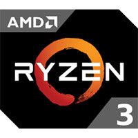 Logo AMD Ryzen 3 – procesorová séria pre základný segment na tmavom pozadí